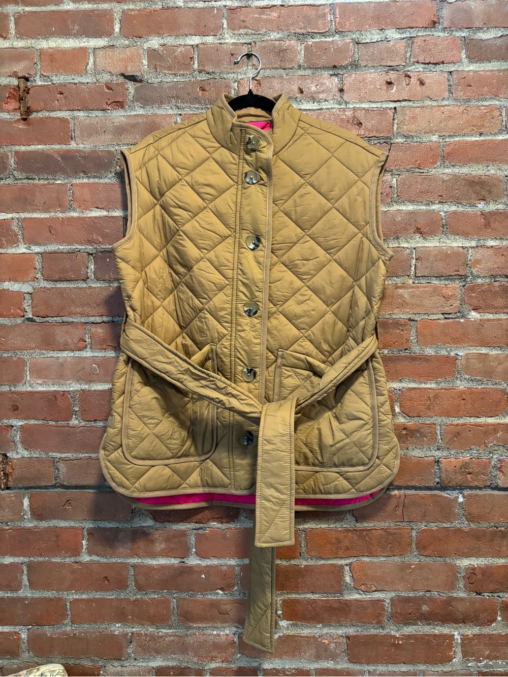 Quilted Belted Vest in Camel